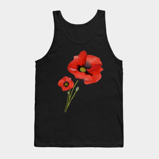 Watercolour Poppies Tank Top by Kirsty Topps